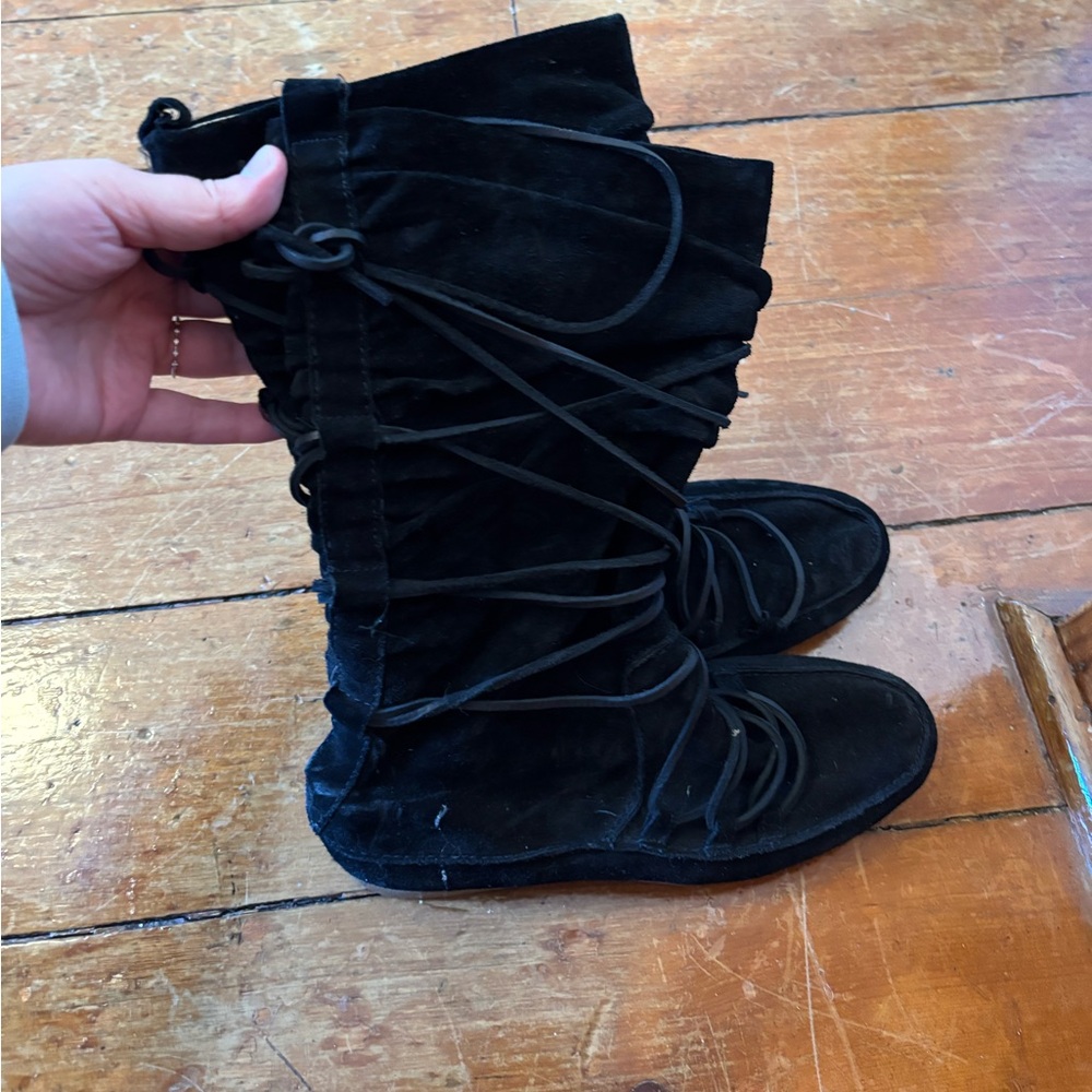 Michael Kors Black Leather Suede Boots